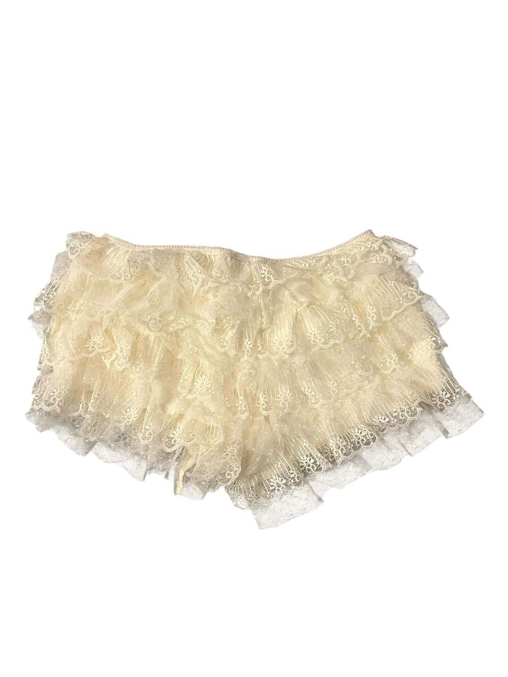 TicToc From Los Angeles Women's Cream Lace Ruffle Bloomer Shorts - Picture 3 of 4
